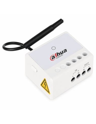 Switch Inalámbrico Pared Dahua Bidireccional 868MHz, referencia DHI-ARM7012-W2, detalle de conectores y puertos