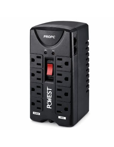 Regulador de Voltaje 1000VA 8 Tomas 4 Reguladas, referencia NRPC1000-7312, vista frontal