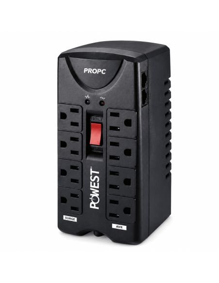 Regulador de Voltaje 1000VA 8 Tomas 4 Reguladas, referencia NRPC1000-7312, vista frontal