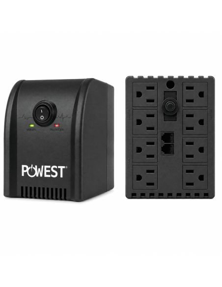 Regulador de Voltaje Powest 2200VA 8 Salidas NEMA, referencia NRP2200-7313, vista frontal