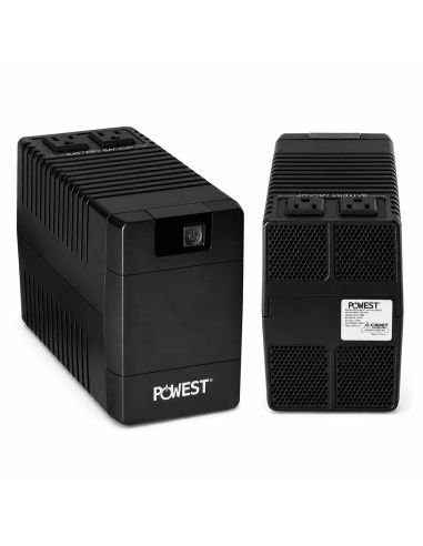 UPS Interactiva Powest 500VA para DVR y PC, referencia NUIMN-7268, detalle de conectores y puertos