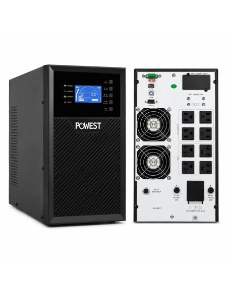 UPS Online Powest 3000VA 2400W Doble Conversión, referencia NUOLT-7283, vista en ángulo