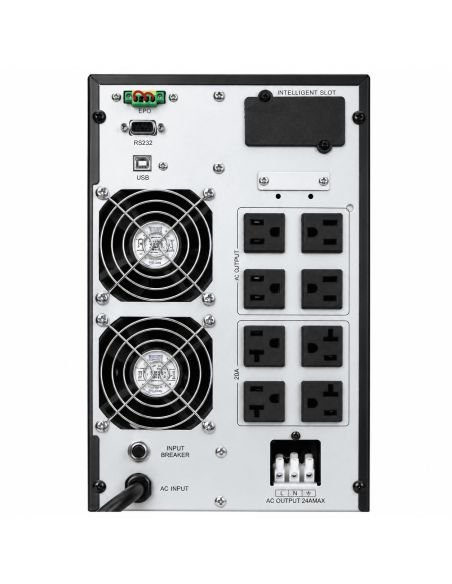 UPS Online Powest 3000VA 2400W Doble Conversión, referencia NUOLT-7283, detalle de conectores y puertos