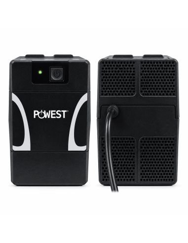 UPS Interactiva Powest 625VA para DVR PC y Modem, referencia NUIMN-7279, detalle de conectores y puertos