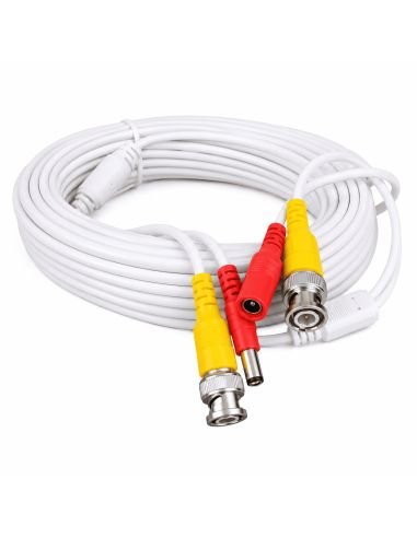 Cable Video y Energía Armado 10 metros Blanco SAT, referencia CABVDCOR10M, vista en ángulo