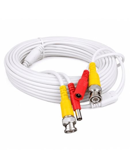 Cable Video y Energía Armado 10 metros Blanco SAT, referencia CABVDCOR10M, vista en ángulo