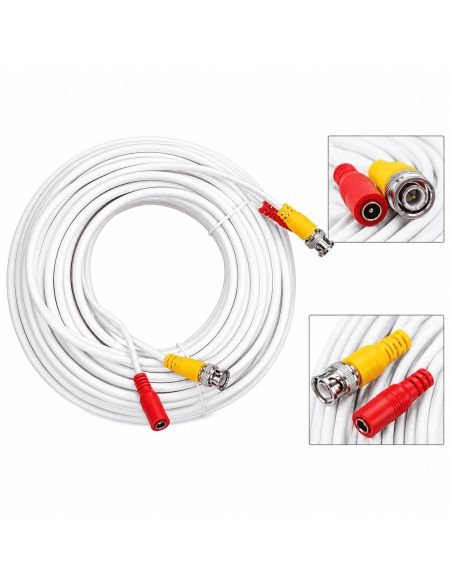 Cable Video y Energía Armado 10 metros Blanco SAT, referencia CABVDCOR10M, detalle de conectores y puertos