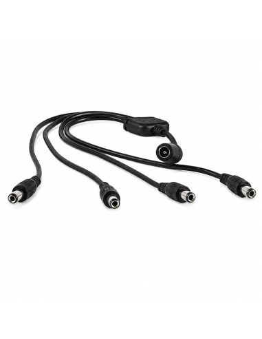 Splitter 12V 1 Entrada 4 Salidas para Cámaras CCTV, referencia R1X4, detalle de conectores y puertos