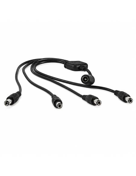 Splitter 12V 1 Entrada 4 Salidas para Cámaras CCTV, referencia R1X4, detalle de conectores y puertos