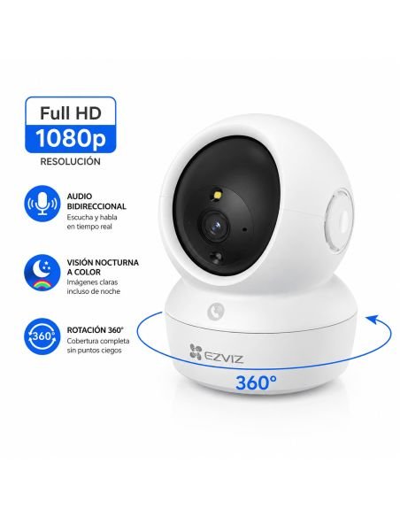 Cámara EZVIZ H6C 360 Full HD, referencia CS-H6c-R101-1G2WF, vista frontal