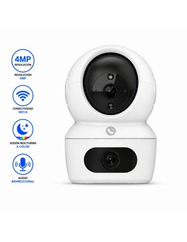 Cámara EZVIZ H7C 4MP WiFi 6 Doble Lente, referencia CS-H7c-R100-8G44WF, vista en ángulo
