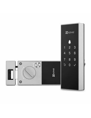 Cerradura EZVIZ DL03 Huella Tarjeta 6 en 1, referencia CS-DL03-R100-WBCP-GR(O-STD), vista frontal