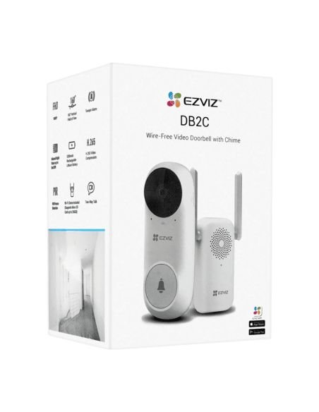 Timbre Inteligente EZVIZ DB2C 2MP, referencia CS-DB2C-A0-1E3WPBR, producto en uso