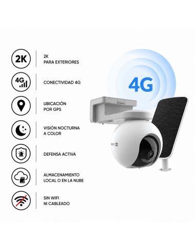 Cámara EZVIZ EB8SP 3MP 2K Exterior 4G Solar, referencia CS-EB8SP-R100(3MPType-C), vista en ángulo