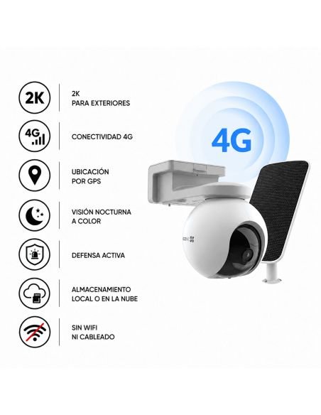 Cámara EZVIZ EB8SP 3MP 2K Exterior 4G Solar, referencia CS-EB8SP-R100(3MPType-C), vista en ángulo