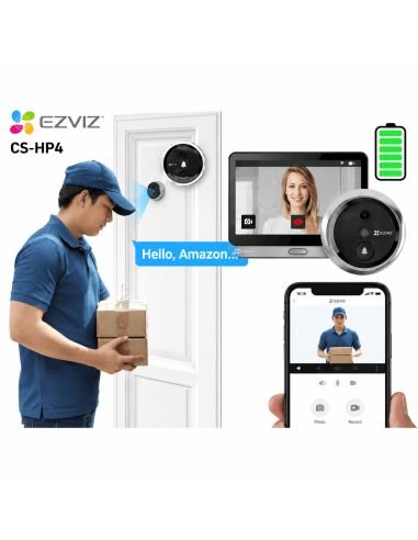 Mirilla Digital EZVIZ HP4 2MP 2K, referencia CS-HP4-R100-6E2WPFBS, detalle de conectores y puertos