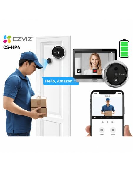 Mirilla Digital EZVIZ HP4 2MP 2K, referencia CS-HP4-R100-6E2WPFBS, detalle de conectores y puertos