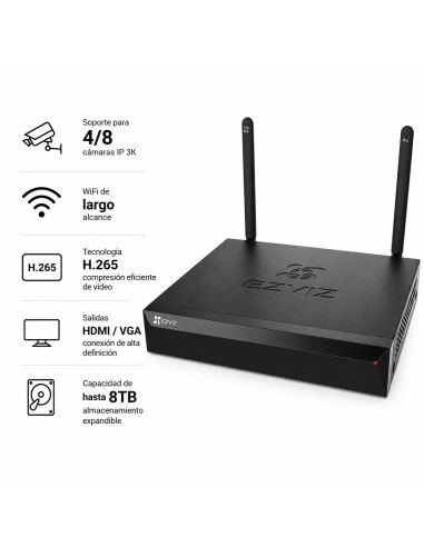 Grabador NVR EZVIZ X5S 3K 4 Canales, referencia CS-X5S-R100-4W, vista en ángulo