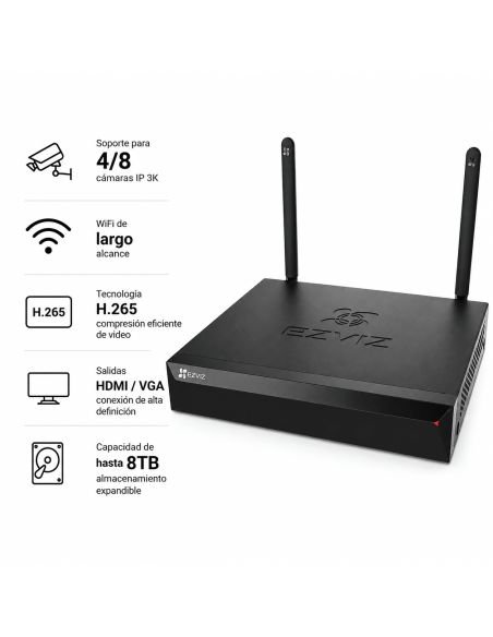Grabador NVR EZVIZ X5S 3K 4 Canales, referencia CS-X5S-R100-4W, vista en ángulo