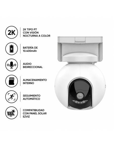 Cámara EZVIZ HB8 4MP 2K Batería PT, referencia CS-HB8-R100-2C4WDL, vista en ángulo