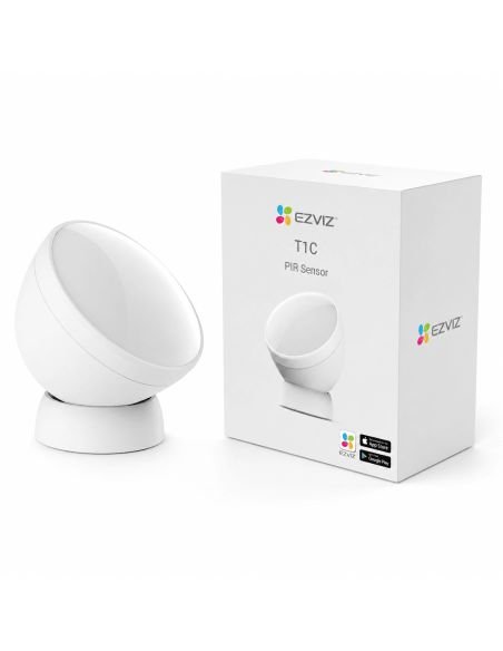 Sensor de movimiento EZVIZ T1C con infrarrojo pasivo (PIR), referencia T1C, detalle de conectores y puertos