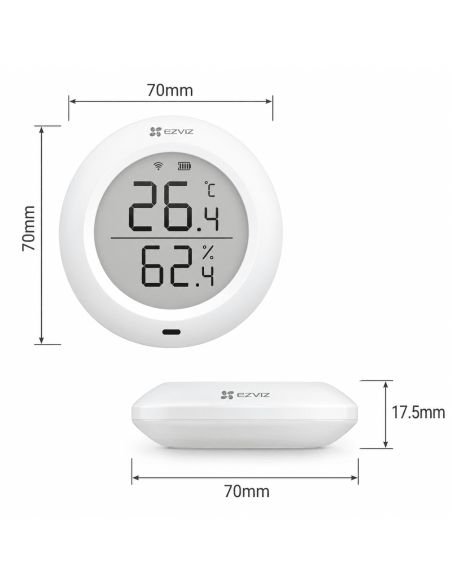 Sensor Temp y Humedad EZVIZ T51C, referencia T51C, detalle de conectores y puertos