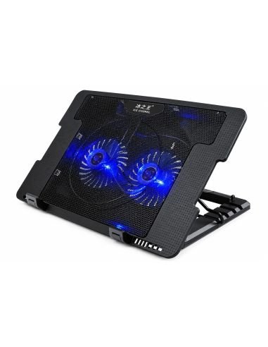 Base refrigerante para portatil de 2 ventiladores, con topes para el equipo