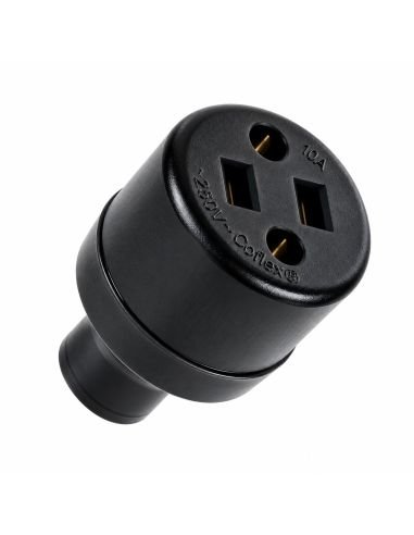 Toma aerea de caucho negro para armar extensiones electricas