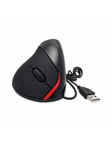 Mouse vertical ergonomico con cable USB y franja roja