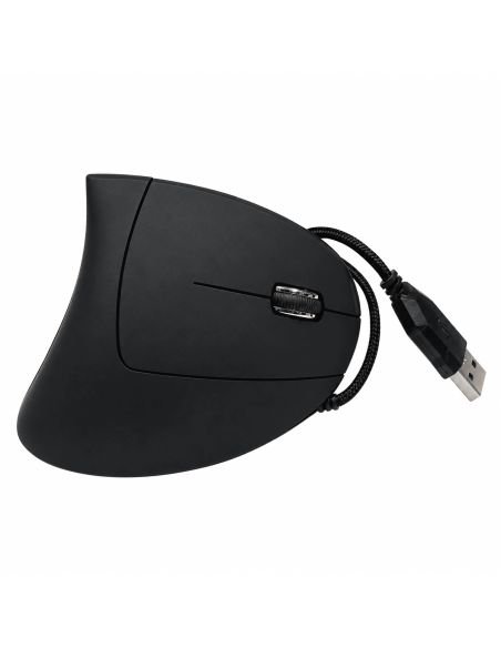 Mouse vertical ergonomico con cable USB en negro, otra presentacion