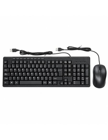 Teclado y mouse alambrico H8810 vistos desde arriba, con sus cables USB