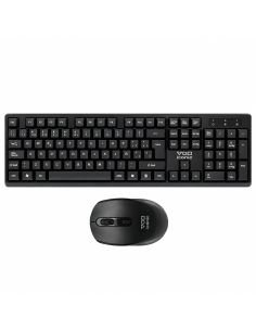 Teclado y mouse inalámbricos negros, distribución en español con tecla Ñ