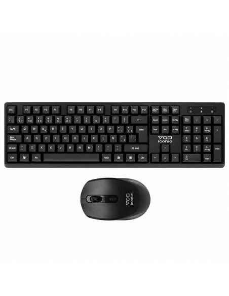 Teclado y mouse inalámbricos negros, distribución en español con tecla Ñ