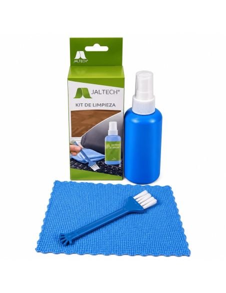 Kit de limpieza Jaltech 3 en 1: atomizador, paño de microfibra y cepillo, con su caja
