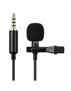 Micrófono de solapa con pinza, espuma antiviento y cable enrollado, conector 3.5 mm 2