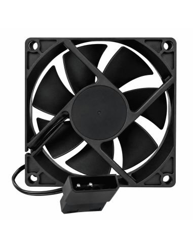 Ventilador de 12 cm negro por el lado del cable, con el conector Molex de 4 pines