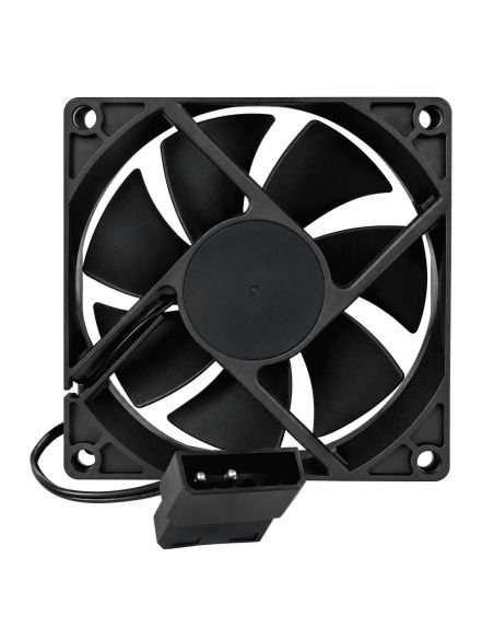 Ventilador de 12 cm negro por el lado del cable, con el conector Molex de 4 pines