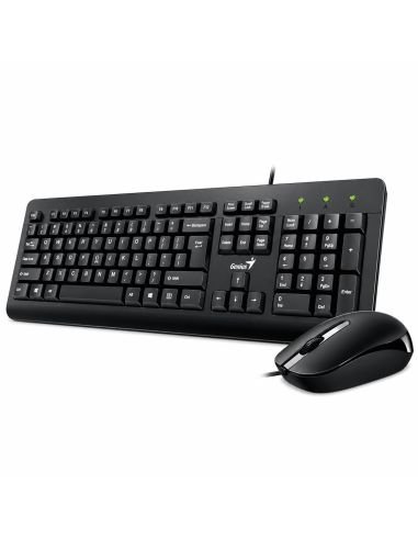 Combo Genius negro alámbrico: teclado completo con teclado numérico y mouse óptico