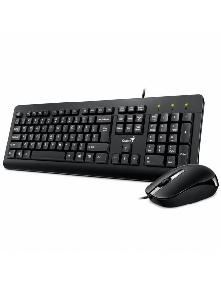 Combo Genius negro alámbrico: teclado completo con teclado numérico y mouse óptico