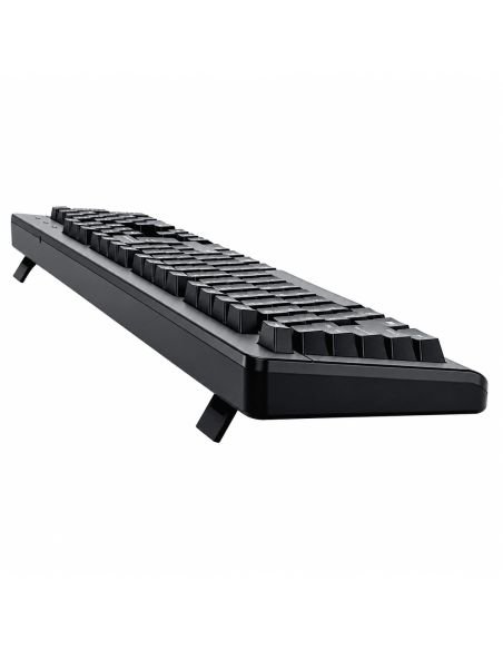Teclado del combo Genius visto de lado, con sus patas de inclinación levantadas