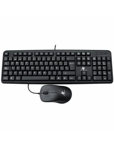Combo alámbrico teclado y mouse USB negro, distribución en español con tecla Ñ
