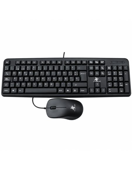Combo alámbrico teclado y mouse USB negro, distribución en español con tecla Ñ