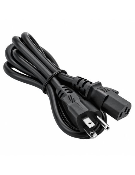 Cable de poder para PC enrollado, con clavija de tres patas y conector IEC