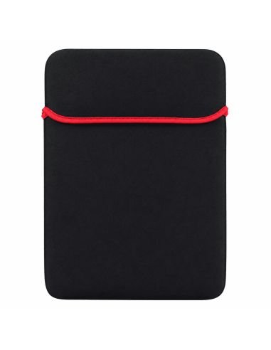 Funda de neopreno para portátil vista de frente, con su ribete rojo