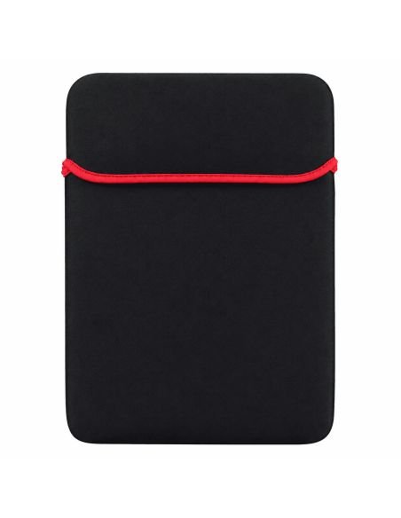 Funda de neopreno para portátil vista de frente, con su ribete rojo