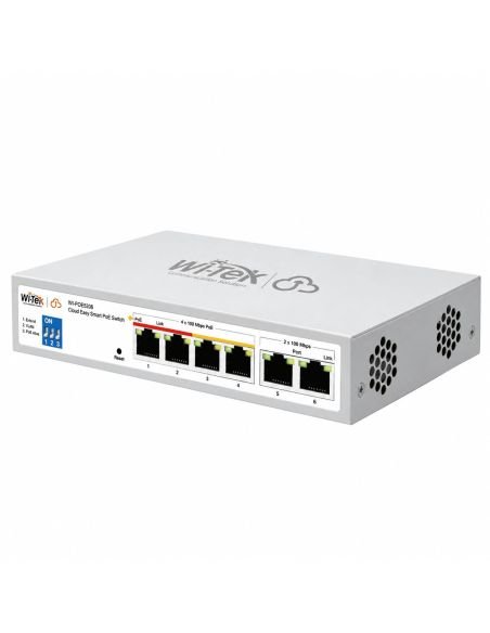 Switch PoE Wi-Tek WI-PCES206 en angulo