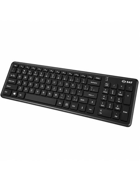 Teclado inalambrico SAT KM201W con teclado numerico, en angulo