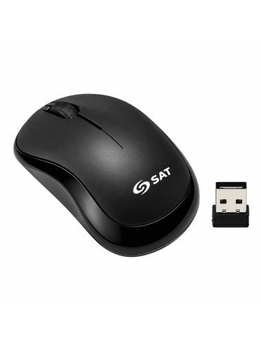 Mouse inalambrico SAT negro con su receptor USB nano