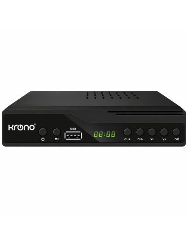 Frente del decodificador Krono KR-360 con puerto USB y pantalla