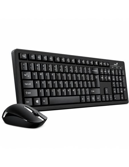 Teclado Genius KM-8101 en angulo con su mouse inalambrico negro